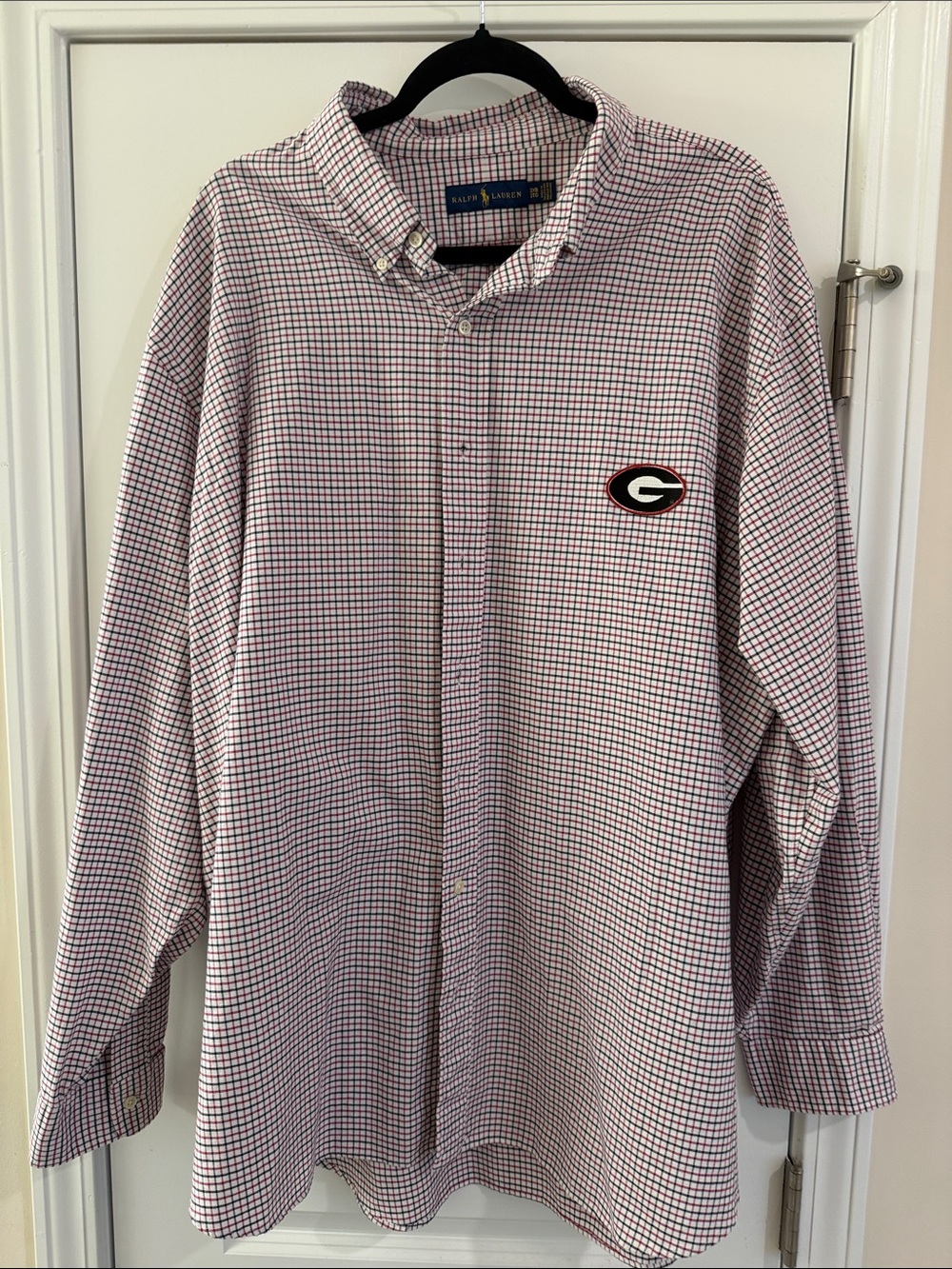 Ralph Lauren Men’s University of Georgia Red/White Checked Button-Down Shirt